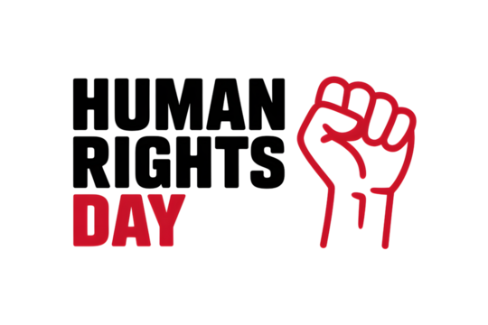 Human rights day with raised fist isolated on transparent background - Powered by Adobe