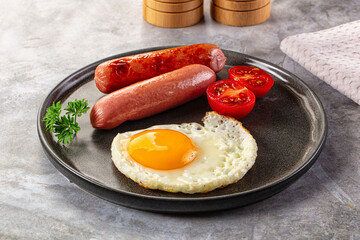 Breakfast with egg and sausages