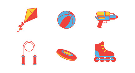 Collection of colorful outdoor toys for summer fun and active play