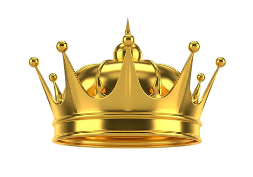 Luxurious ornate golden royal crown symbolizing power authority and monarchy isolated on transparent background