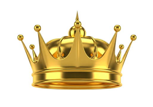 Luxurious ornate golden royal crown symbolizing power authority and monarchy isolated on transparent background