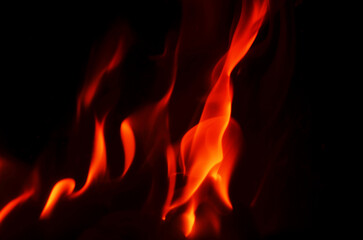 Vibrant flames dancing against a dark background, creating a dramatic visual