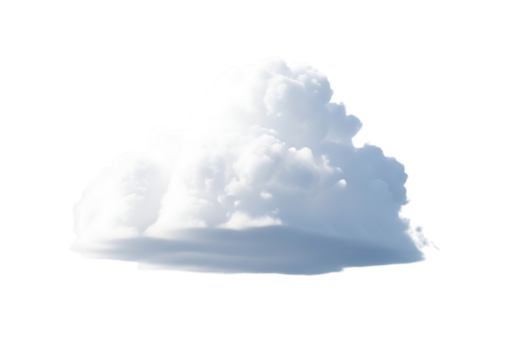 A fluffy white cloud with soft edges isolated on a transparent background for design isolated on transparent background
