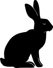 Dynamic Rabbit Jumping Silhouette Isolated on White Background Vector