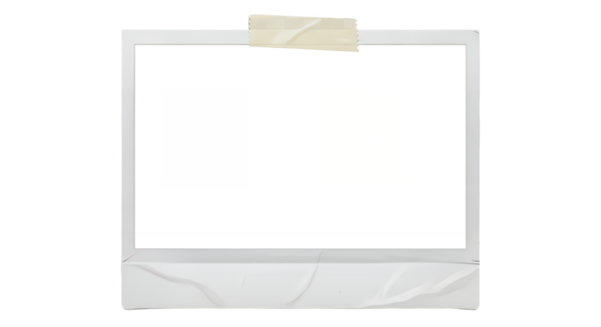 Blank polaroid frame with tape isolated on transparent background for photo and memory concept - Powered by Adobe