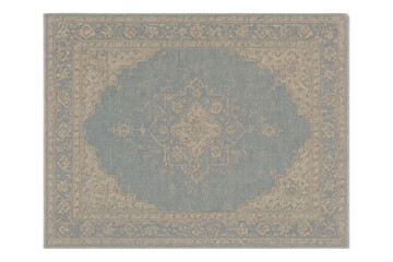Vintage style oriental rug with blue and beige pattern