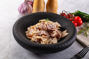 Pasta Carbonara - farfalle with bacon