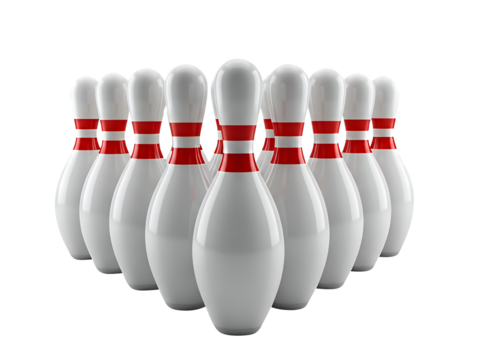 Bowling pin isolated on transparent background, perfect for sports themes, game nights, and recreational activities