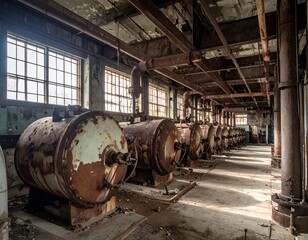 Generator Room With Rusted Pressure Vessels and Corroded Piping