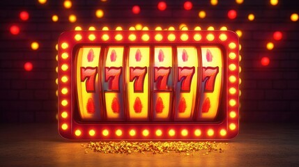 Vibrant Slot Machine with Jackpot Lights