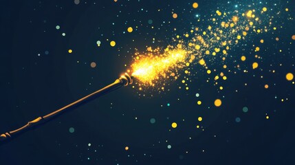 Magical Wand with Sparkling Light and Bokeh Effect