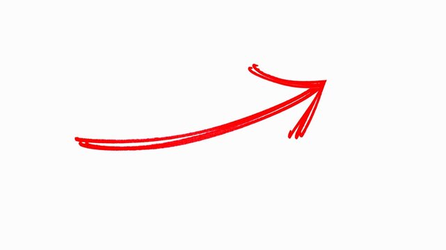 Arrows animation on a transparent background, Hand drawn thin arrow graphic animation. Alpha channel.