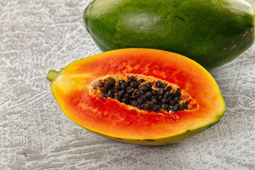 Fresh sweet juicy green papaya