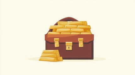 Golden Bars in a Briefcase for Wealth Concept