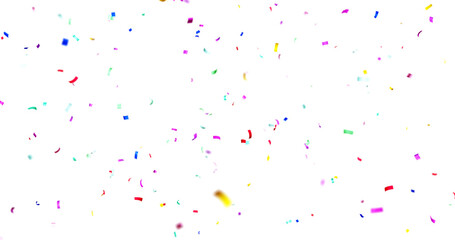 PNG Confeti Failling Colorful Confetti against a White Background. Muticolor Confetti Transparent Background. 3d Rendering Transparent Confeti. Confetti partical isolated on transparent background.