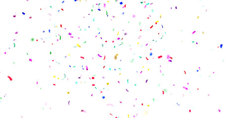 PNG Confeti Failling Colorful Confetti against a White Background. Muticolor Confetti Transparent Background. 3d Rendering Transparent Confeti. Confetti partical isolated on transparent background.