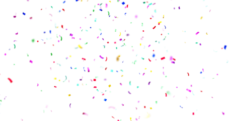 PNG Confeti Failling Colorful Confetti against a White Background. Muticolor Confetti Transparent Background. 3d Rendering Transparent Confeti. Confetti partical isolated on transparent background.