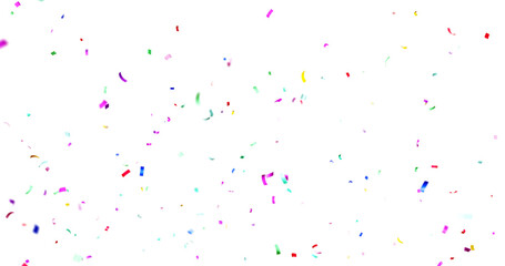PNG Confeti Failling Colorful Confetti against a White Background. Muticolor Confetti Transparent Background. 3d Rendering Transparent Confeti. Confetti partical isolated on transparent background.