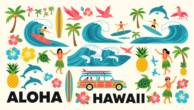 Hawaii vacation with surfing and hula