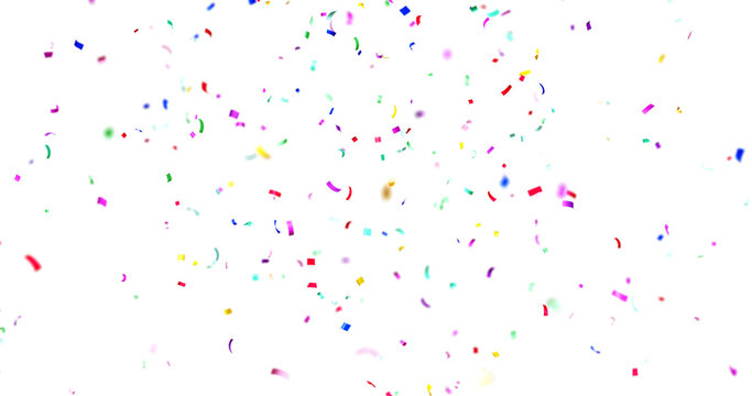 PNG Confeti Failling Colorful Confetti against a White Background. Muticolor Confetti Transparent Background. 3d Rendering Transparent Confeti. Confetti partical isolated on transparent background.