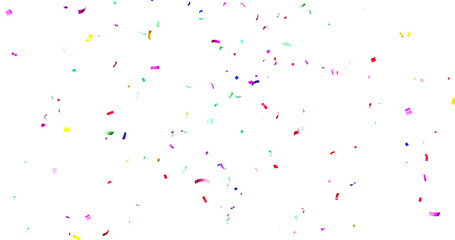 PNG Confeti Failling Colorful Confetti against a White Background. Muticolor Confetti Transparent Background. 3d Rendering Transparent Confeti. Confetti partical isolated on transparent background.