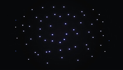 Glowing blue dot matrix in concentric circles on dark background  radial LED particles, starry bokeh, futuristic tech abstract with copy space © Rumman
