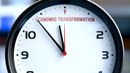 Fototapeta premium Economic Transformation that is going to happen soon, it is imminent. Incoming economic transformation, approaching in the near future. Economic Transformation almost here. ,3d illustration