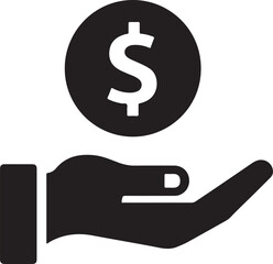 Hand icon with percentage icon. percent icon on hand symbol set 
