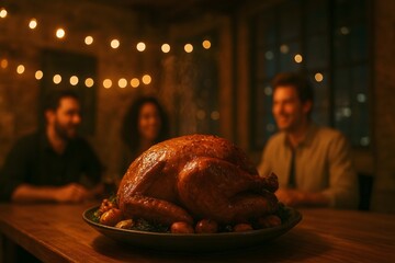 Warm Holiday Dinner with a Perfectly Roasted Turkey