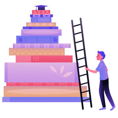 construction worker with building blocks