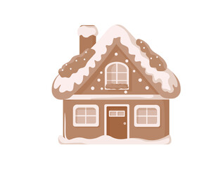 Christmas gingerbread house isolated on transparent background.