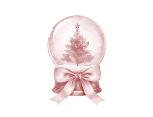 Pink snow globe with a bow illustration 