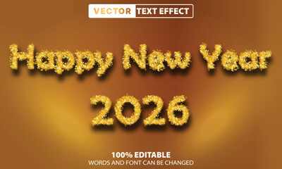 Happy New Year 2026 Golden Glitter Editable Text Effect