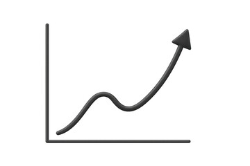 Business growth chart with increasing arrow showing financial success and market progress on a transparent background