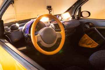Car interior prepared for crash test experiment © Jan Cattaneo