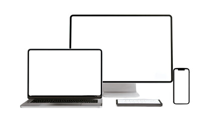 Modern digital devices, laptop, monitor, phone