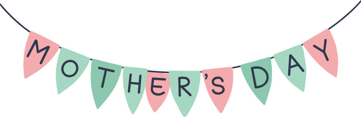 Festive Mother's Day Bunting Banner with "Mother's Day" Text for Celebrations