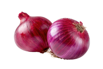Two vibrant, deep-red onions
