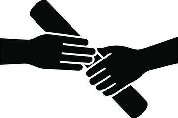 Fototapeta premium Relay Race Baton Handover Black Silhouette Icon