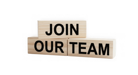 Wooden blocks spell out join our team message