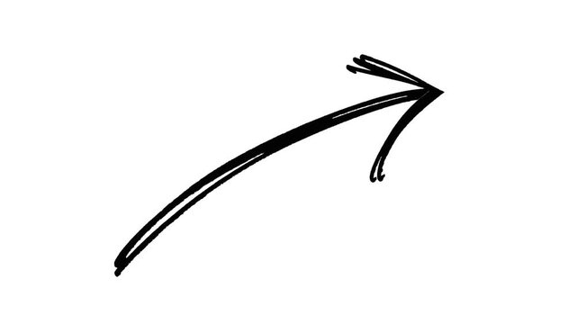 Arrows animation on a transparent background, Hand drawn thin arrow graphic animation. Alpha channel.