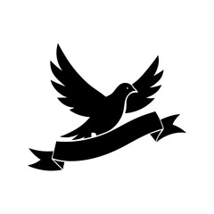 peace dove with ribbon icon independence day vector art.