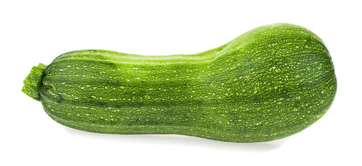 Green zucchini isolated on white background.