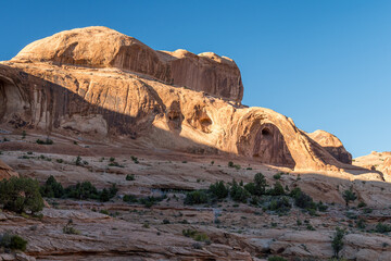 Corona Arch and the surrounding sandstone formations near Moab in Utah, USA
