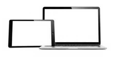 Modern laptop and tablet devices on a dark background