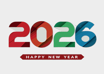 Happy new year 2026 sale celebration illustration with red percent text and a calendar symbol for business holiday concept
