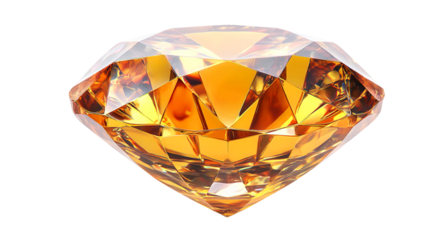 Large Faceted Yellow Gemstone on White Background faceted gem isolated on a transparent background