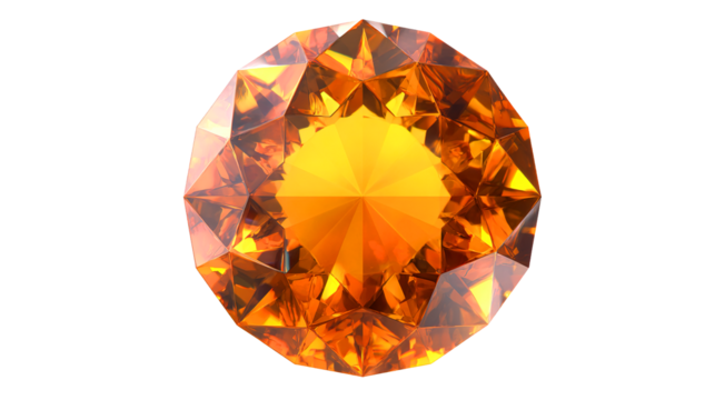 Round Cut Orange Gemstone Top View sima554 image isolated on a transparent background