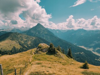 Alpine Scenery from a Mountain Peak: Ennskraxn in the Distance