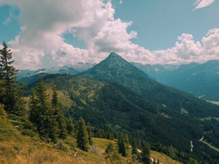 Dramatic View of the Ennskraxn Peak from Mooskopf, Austrian Alps